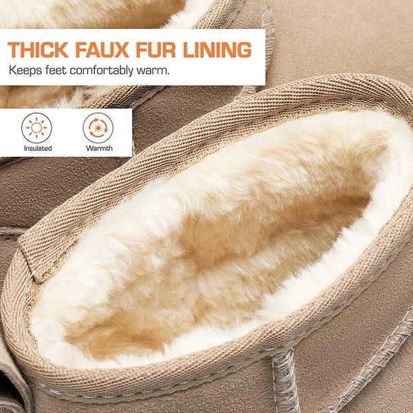 [FuzzyClassic Mini Boot] Splash-Proof Slip-On Suede Snow Boots - SAND - 8