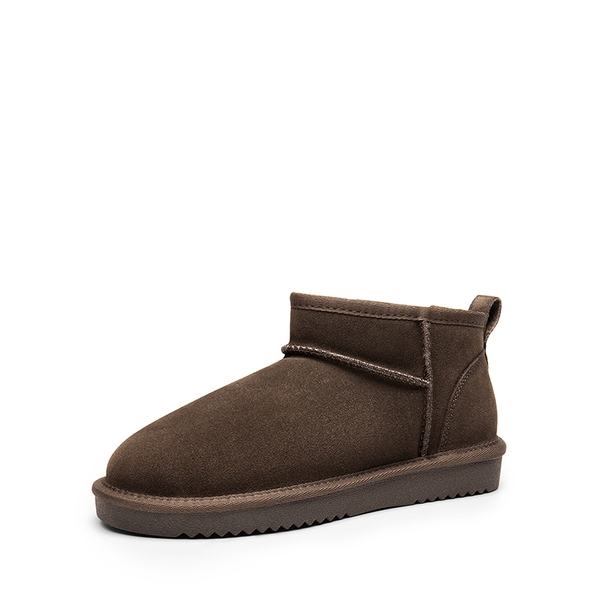 [FuzzyClassic Mini Boot] Splash-Proof Slip-On Suede Snow Boots - TAUPE -  0