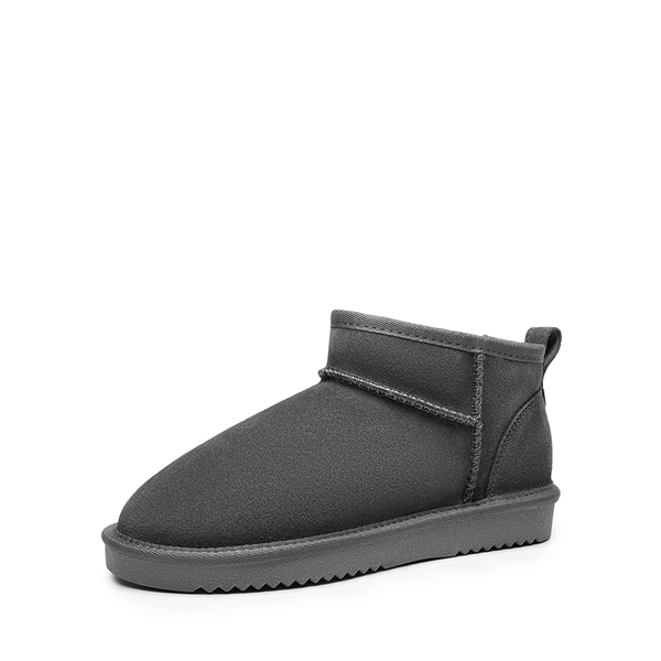 [FuzzyClassic Mini Boot] Splash-Proof Slip-On Suede Snow Boots - GREY -  0