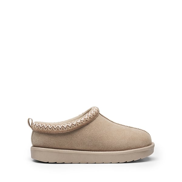 [FuzzyEasy Women's Slip-on] Embroidered Suede Fuzzy Cozy Slippers - SAND - 3