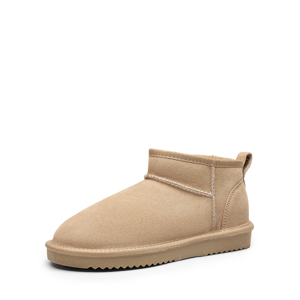 [FuzzyClassic Mini Boot] Splash-Proof Slip-On Suede Snow Boots - SAND -  0