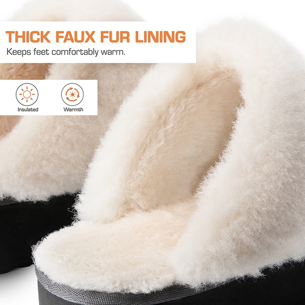 [FuzzyEasy Platform Slipper] Faux Fur Lining Platform Slippers - GREY - 8