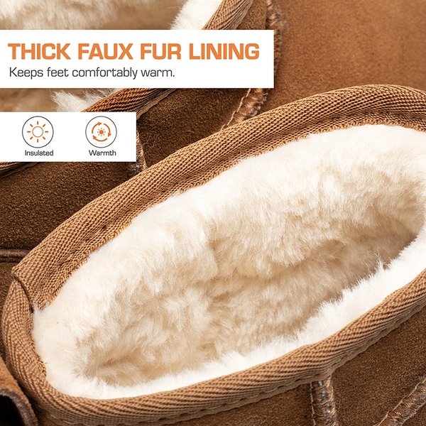 [FuzzyClassic Mini Boot] Splash-Proof Slip-On Suede Snow Boots - CHESTNUT - 8