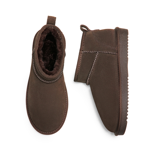 [FuzzyClassic Mini Boot] Splash-Proof Slip-On Suede Snow Boots - TAUPE - 4