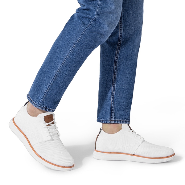 [KnitFlex Breeze] Men's Knitted Oxford Sneaker Shoes - WHITE - 7