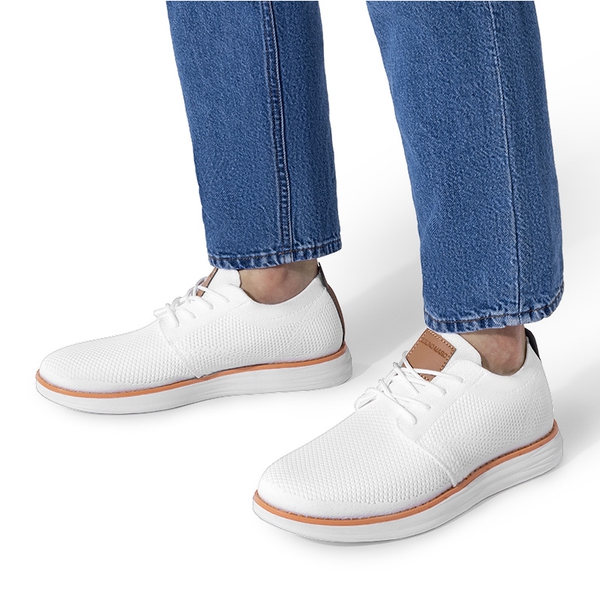 [KnitFlex Breeze] Men's Knitted Oxford Sneaker Shoes - WHITE - 5