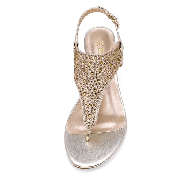 Low Wedge Dress Sandals - GOLD - 3