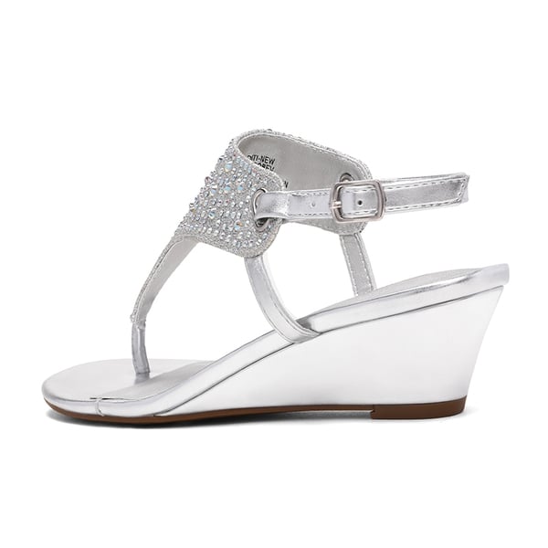 Low Wedge Dress Sandals - SILVER - 2