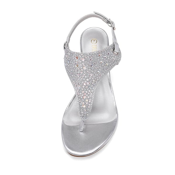 Low Wedge Dress Sandals - SILVER - 3