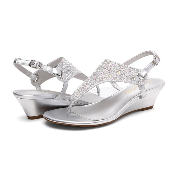 Low Wedge Dress Sandals - SILVER - 4