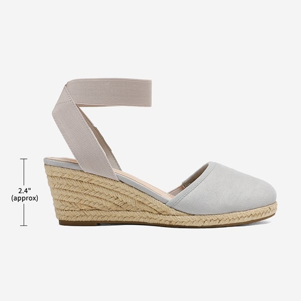 Ankle Strap Closed-Toe Espadrille Wedge Sandals - GREY - 1