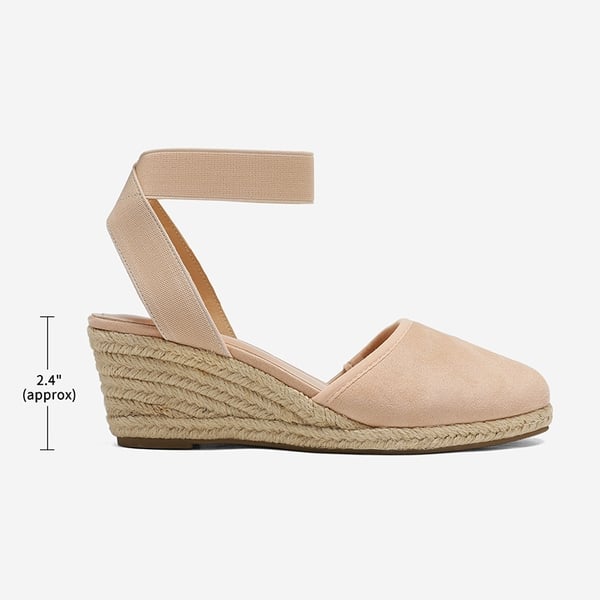 Ankle Strap Closed-Toe Espadrille Wedge Sandals - NUDE - 1