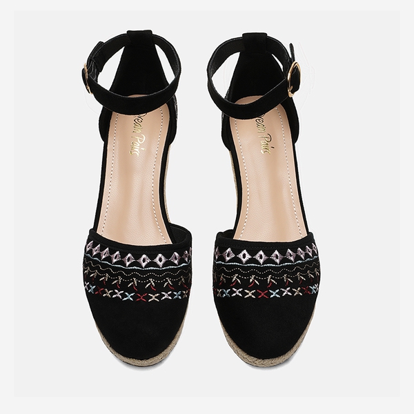Closed Toe Espadrille Wedges - BLACK - 2