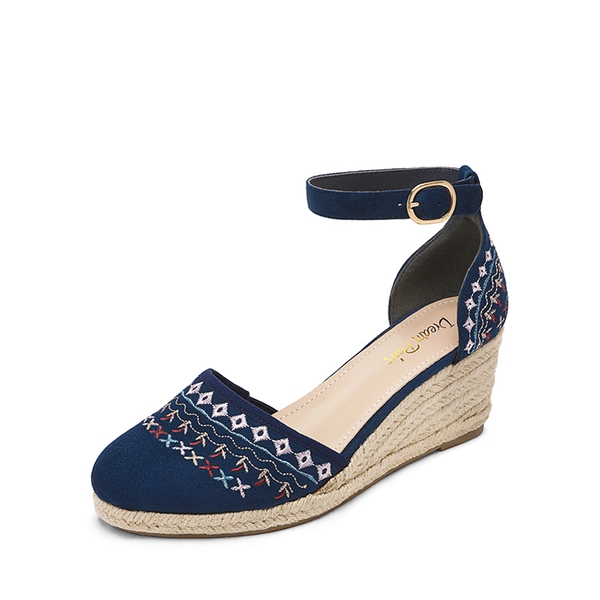 Closed Toe Espadrille Wedges - NAVY -  0