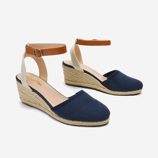 Low Wedge Espadrilles - NAVY - 3