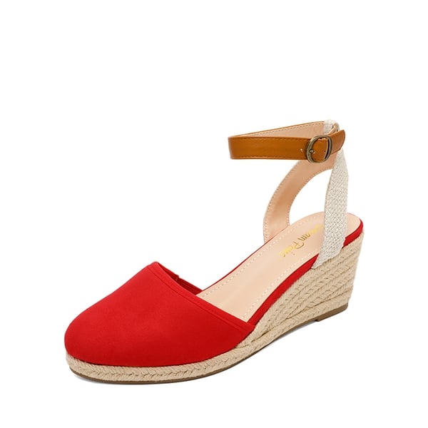 Low Wedge Espadrilles - RED -  0