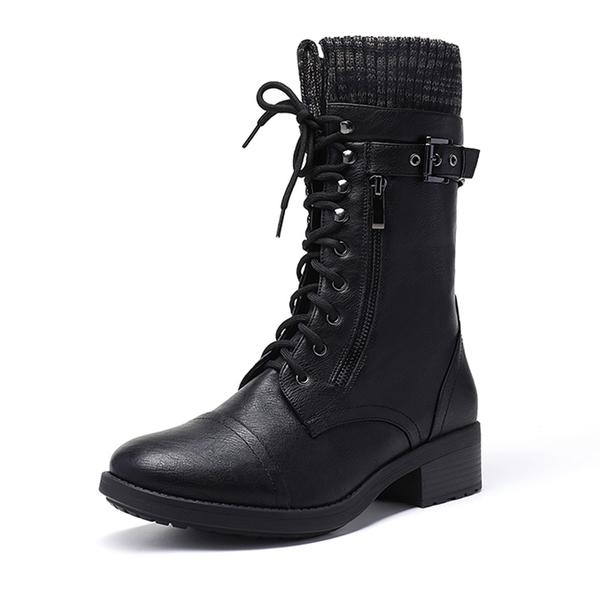 Winter Mid Calf Riding Boots - BLACK -  0