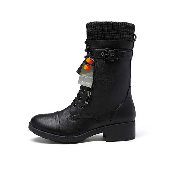 Winter Mid Calf Riding Boots - BLACK - 1