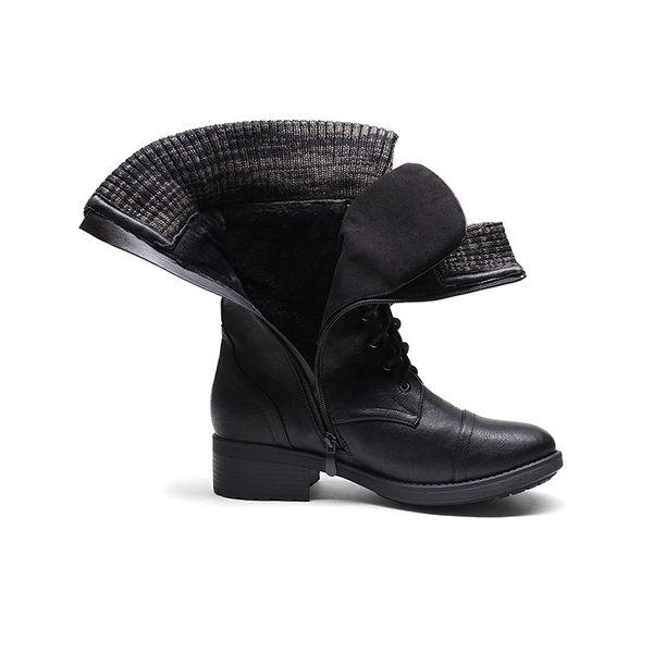 Winter Mid Calf Riding Boots - BLACK - 4