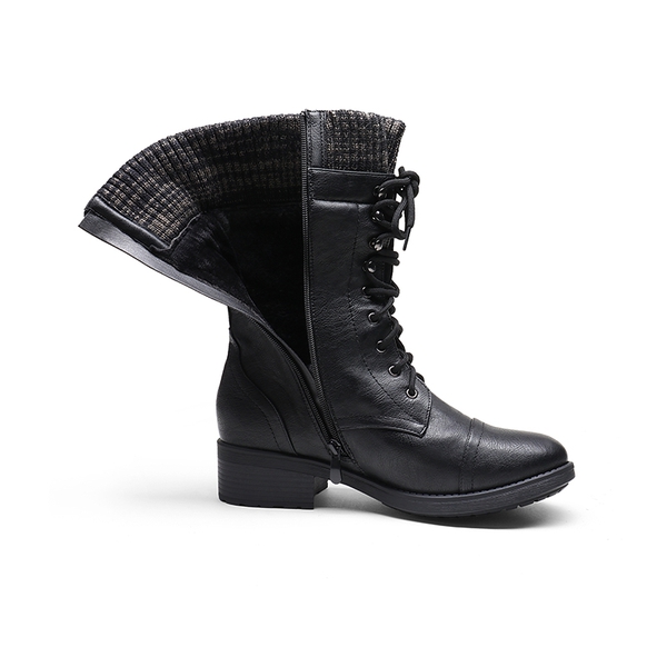 Winter Mid Calf Riding Boots - BLACK - 5