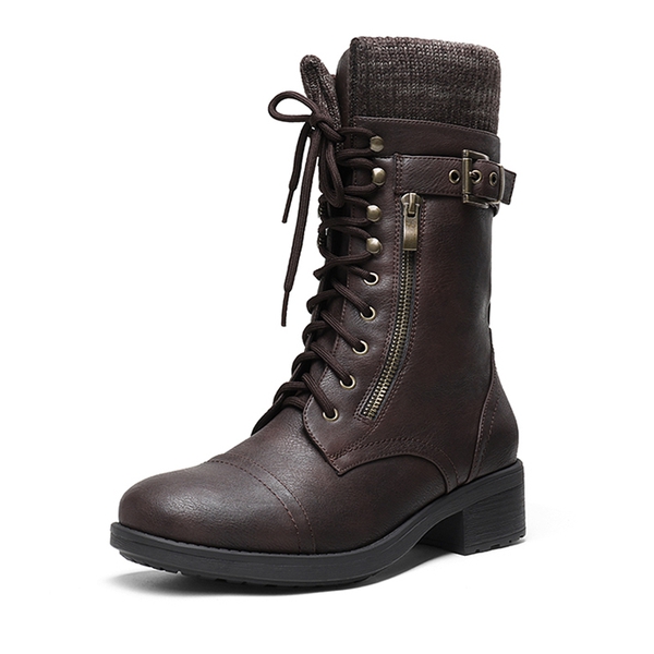 Winter Mid Calf Riding Boots - BROWN -  0