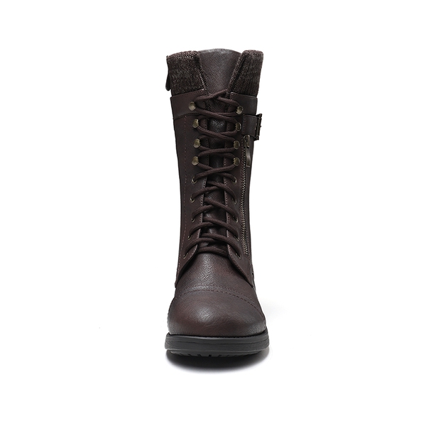 Winter Mid Calf Riding Boots - BROWN - 3