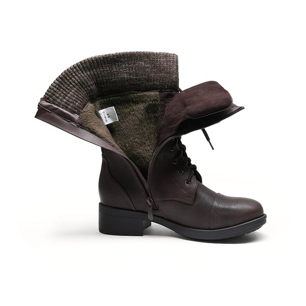 Winter Mid Calf Riding Boots - BROWN - 4