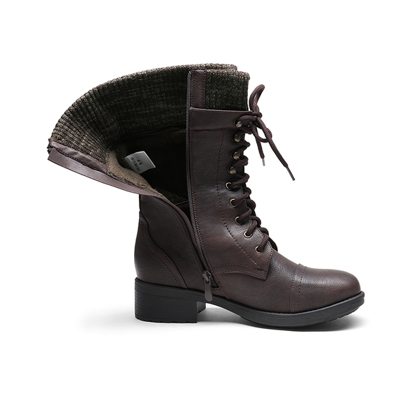 Winter Mid Calf Riding Boots - BROWN - 5