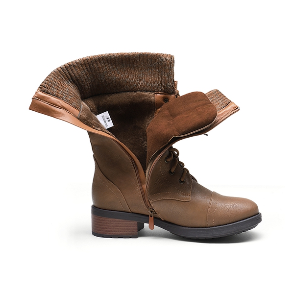 Winter Mid Calf Riding Boots - CAMEL - 4