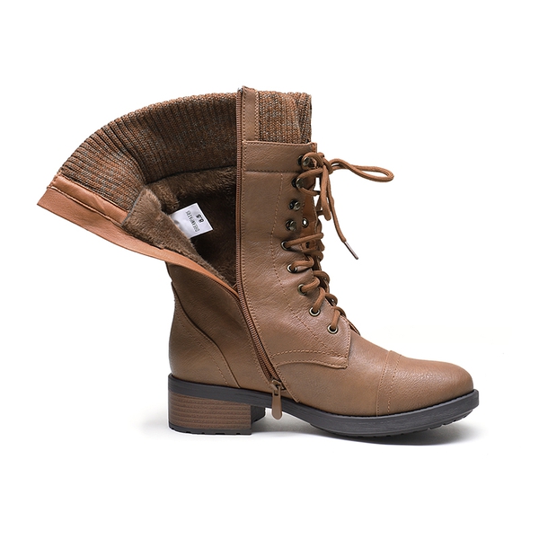 Winter Mid Calf Riding Boots - CAMEL - 5