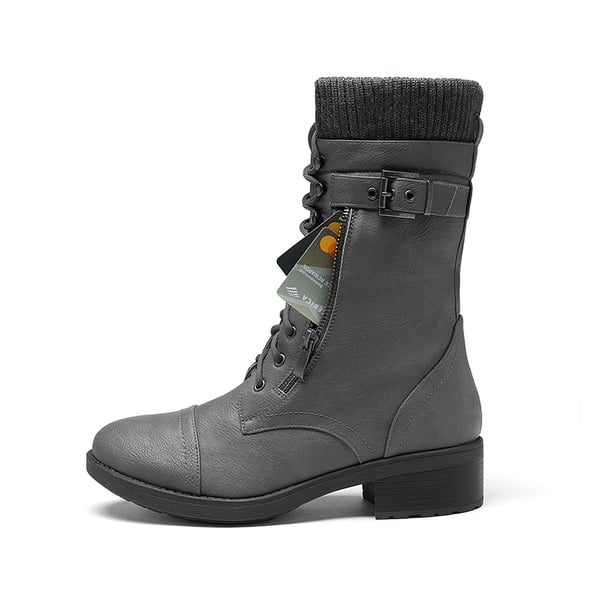 Winter Mid Calf Riding Boots - GREY - 1