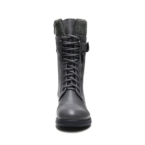 Winter Mid Calf Riding Boots - GREY - 3