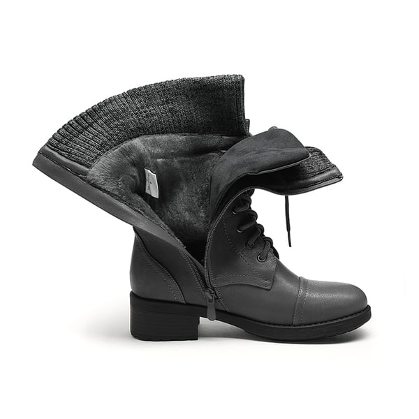 Winter Mid Calf Riding Boots - GREY - 4