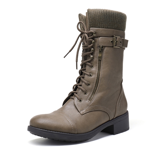 Winter Mid Calf Riding Boots - KHAKI -  0