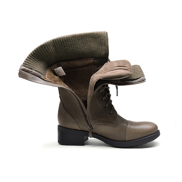 Winter Mid Calf Riding Boots - KHAKI - 4
