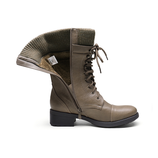 Winter Mid Calf Riding Boots - KHAKI - 5