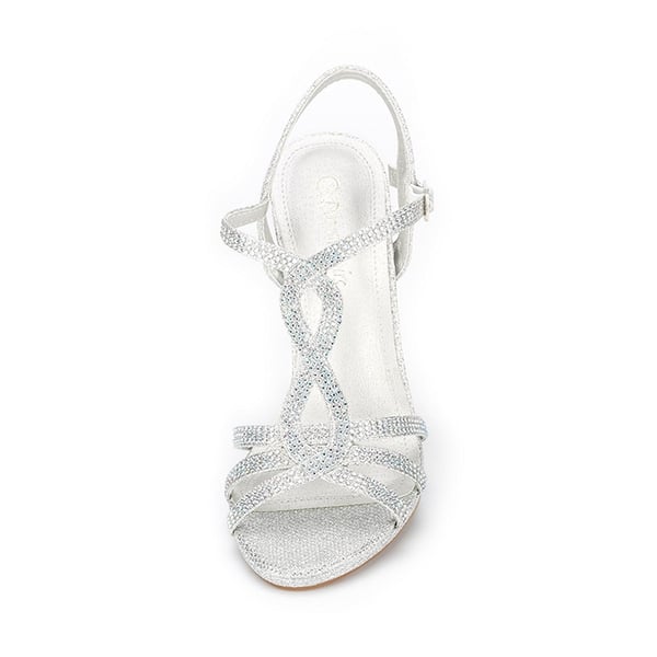 Mid Heel Strappy Open Toe Sandals - SILVER - 3