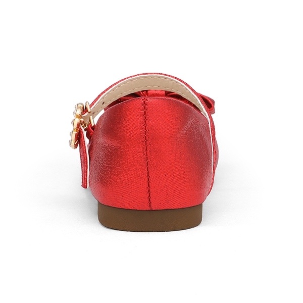 Girl's Bow Mary Jane Flats - RED - 2