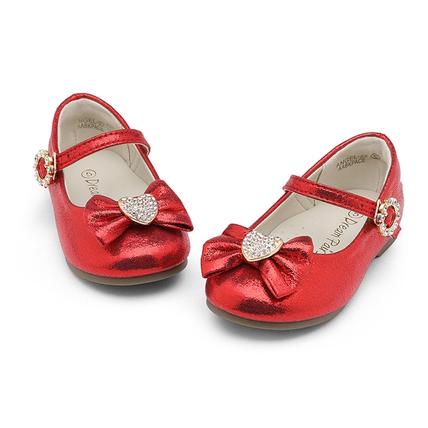 Girl's Bow Mary Jane Flats - RED - 4