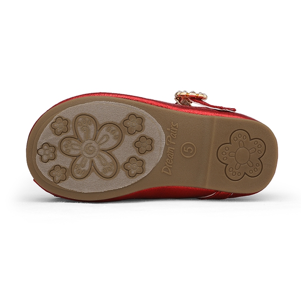 Girl's Bow Mary Jane Flats - RED - 5
