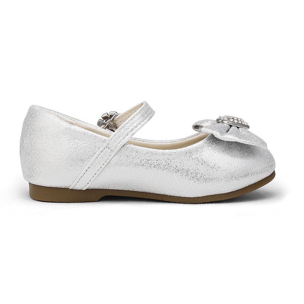 Girl's Bow Mary Jane Flats - SILVER - 1