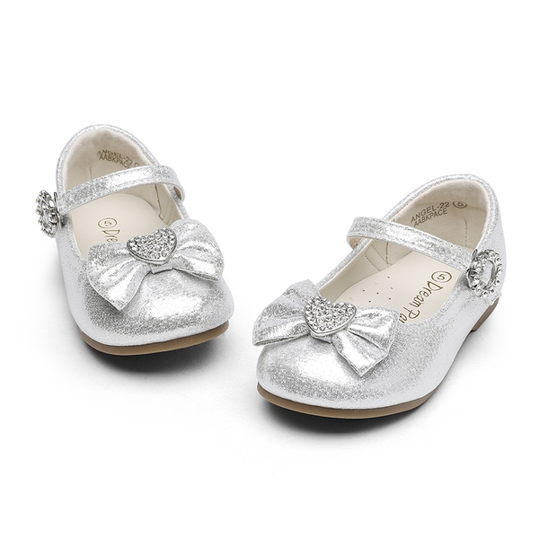 Girl's Bow Mary Jane Flats - SILVER - 4