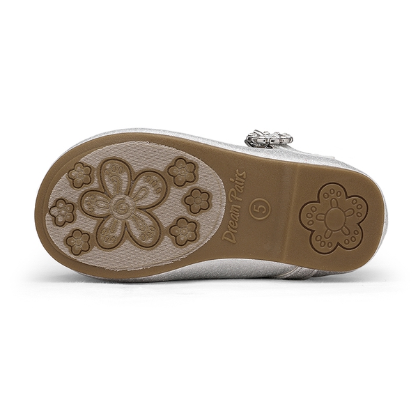 Girl's Bow Mary Jane Flats - SILVER - 5