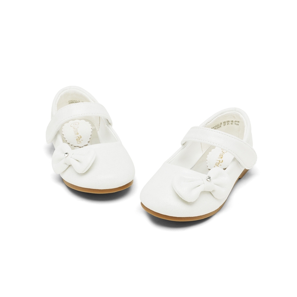 Toddler Girl's Ballerina Bow Flats - WHITE - 3