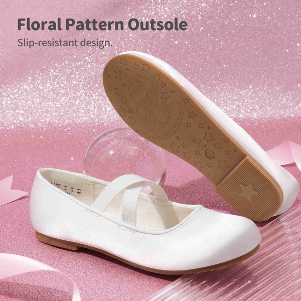 Girls Mary Jane Ballet Flats - WHITE - 3