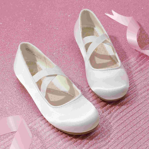 Girls Mary Jane Ballet Flats - WHITE - 4