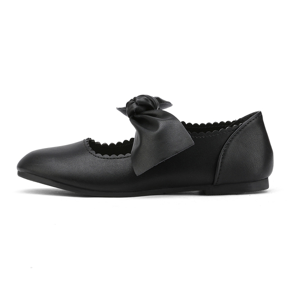Girl's Mary Jane Bow Ballerina Flats - BLACK - 1