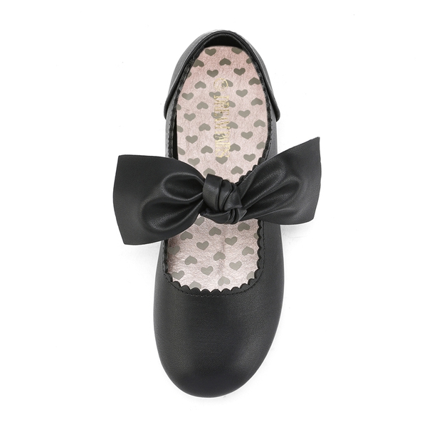 Girl's Mary Jane Bow Ballerina Flats - BLACK - 2