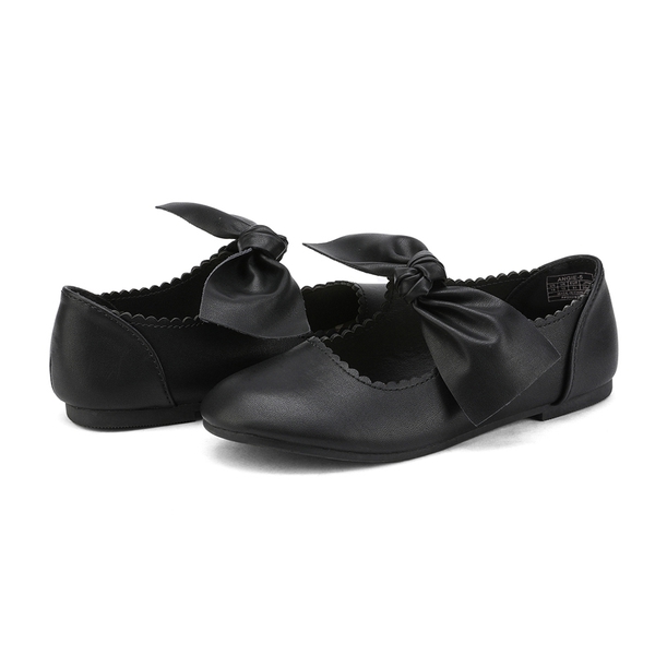 Girl's Mary Jane Bow Ballerina Flats - BLACK - 3