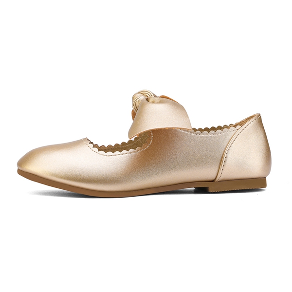Girl's Mary Jane Bow Ballerina Flats - GOLD - 1